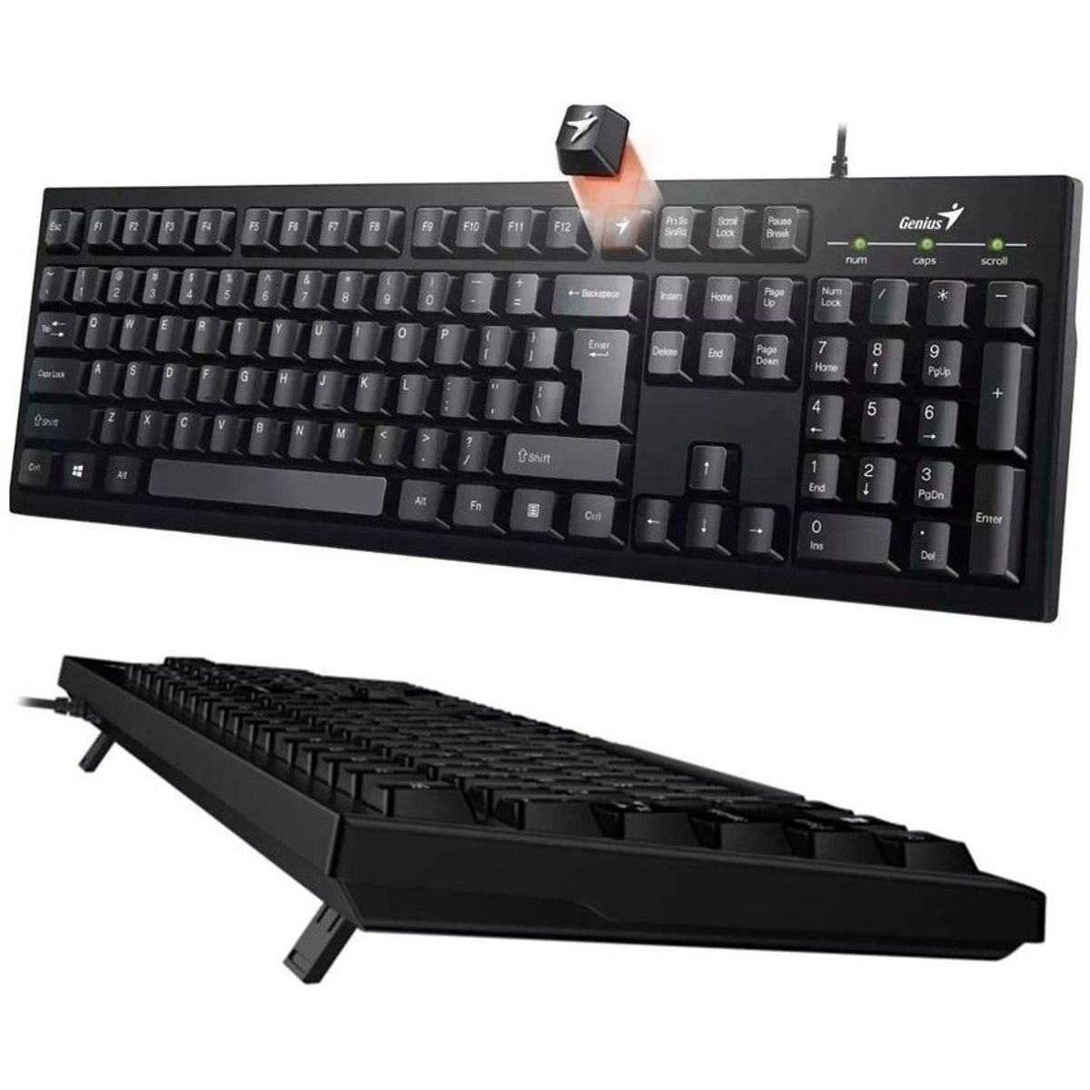 GENIUS - Teclado Mecanico Alambrico USB Genius KB100 Ergonomico Para Laptop, Pc Negro