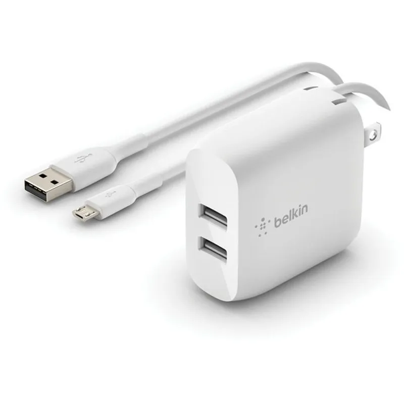 BELKIN - Cargador belkin de pared usb-a dual 24w blanco
