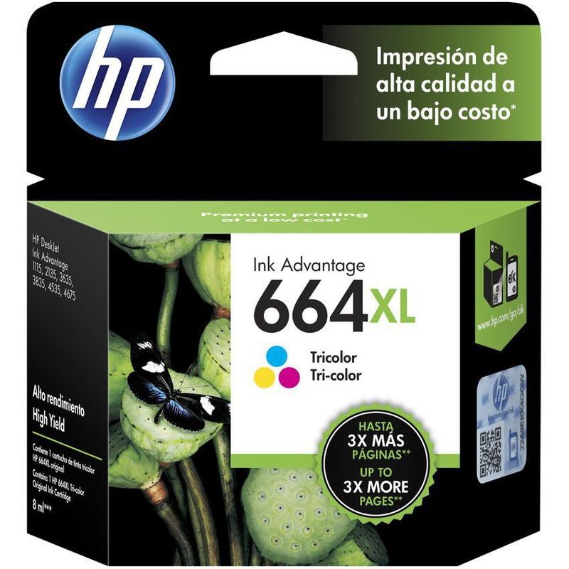 HP - Cartucho de tinta hp 664xl-tricolor