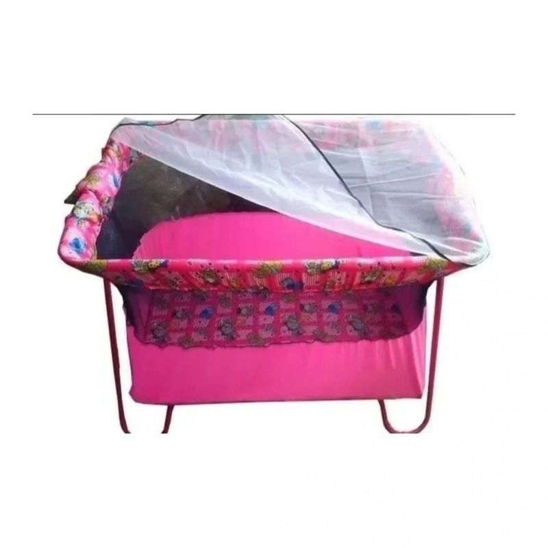GENERICO - Cuna corral sencillo y económico para bebe toldillo rosado