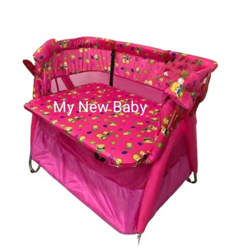 MY NEW BABY - Cuna corral doble nivel y económico de bebecolchoneta rosado