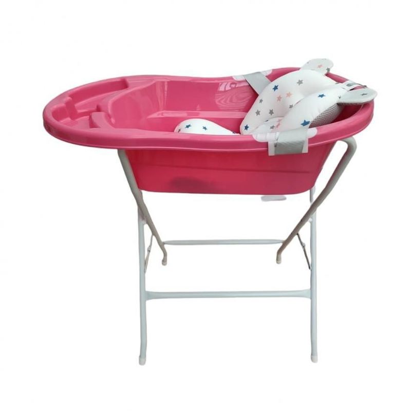 PRODEHOGAR - Bañera o tina para bebe con cojin o malla  y base metalica
