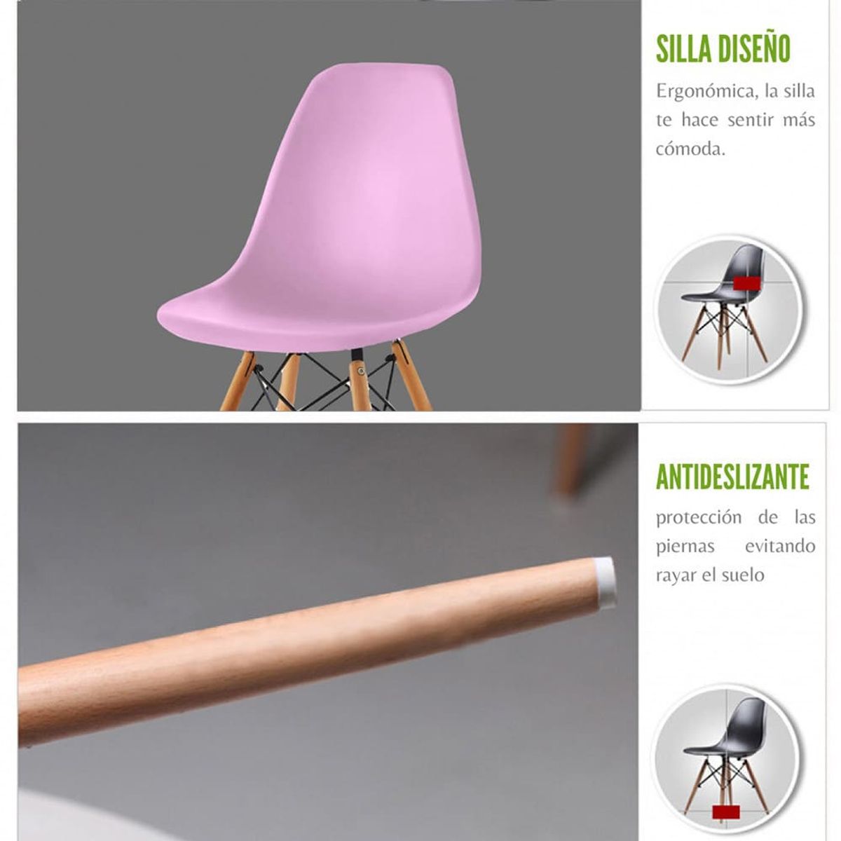 EKONOMODO COLOMBIA - Silla Eames Adulto Rosado