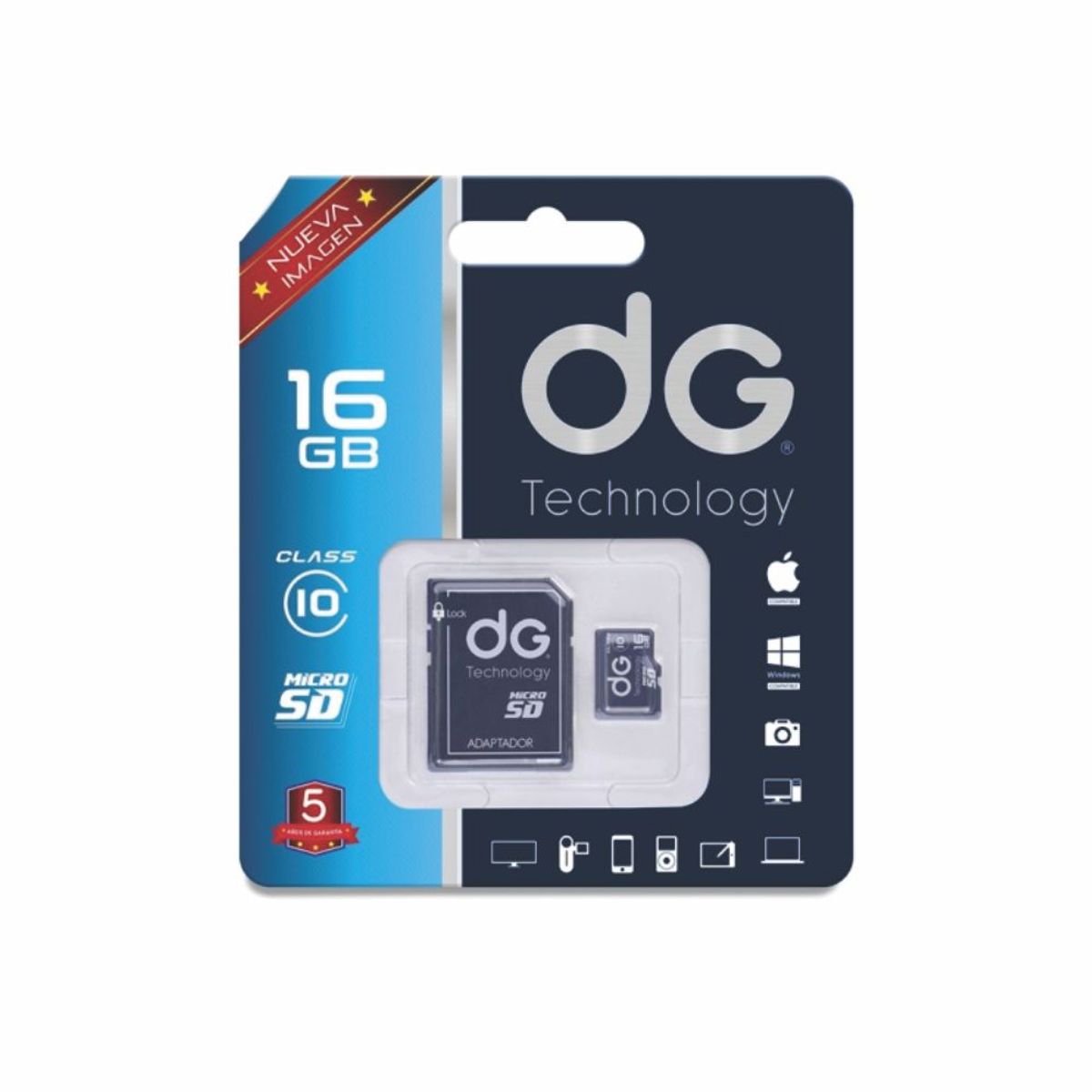 DG - Memoria Micro Sd 16 gb Clase 10 + Adaptador Dg Original