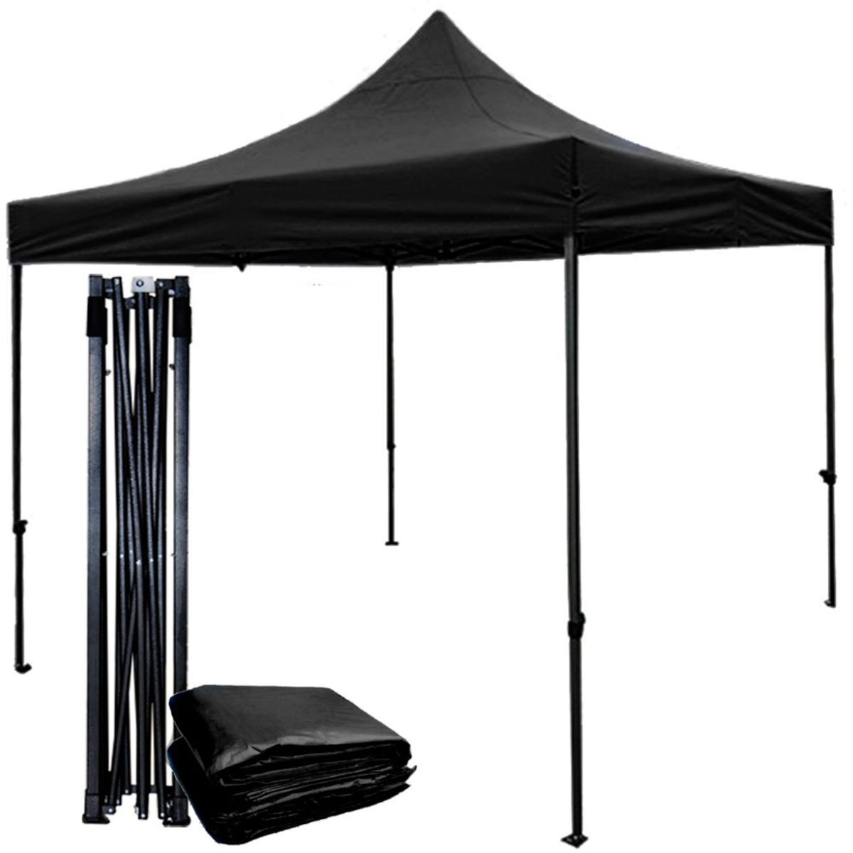 JARDIMEX - Carpa Toldo 3x3 Negro Plegable Para Eventos Impermeable Reforzada