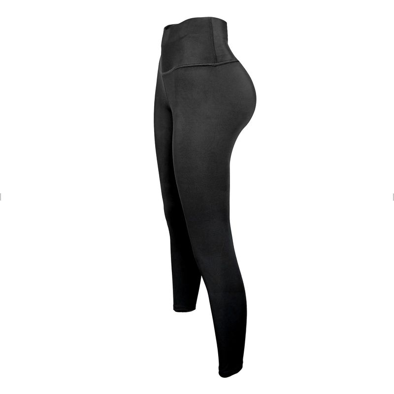FITNESS - Leggins Deportivo Para Mujer Licra Negra Ceñida Elástica Ajustada_..