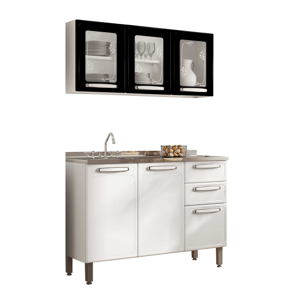 BERTOLINI - Cocina Integral En Acero Al Carbon 120m Con Lavaplatos Bertolini - Mueble