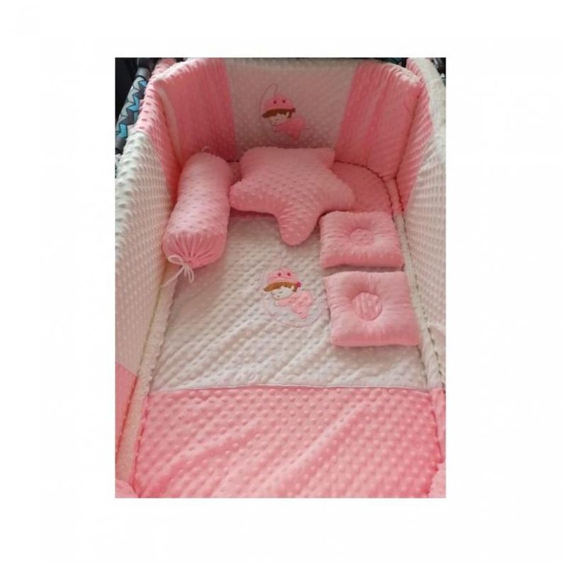 GENERICO - Lenceria para corral de bebe tela burbuja acolchada rosada