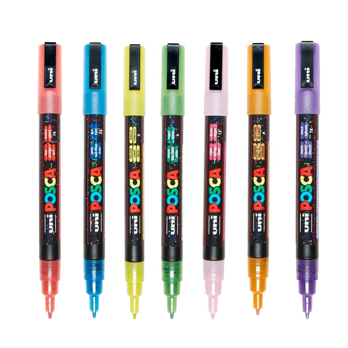 POSCA - Marcador Gráfico De Vinilo Posca Escarchado Punta Pc-3m X7
