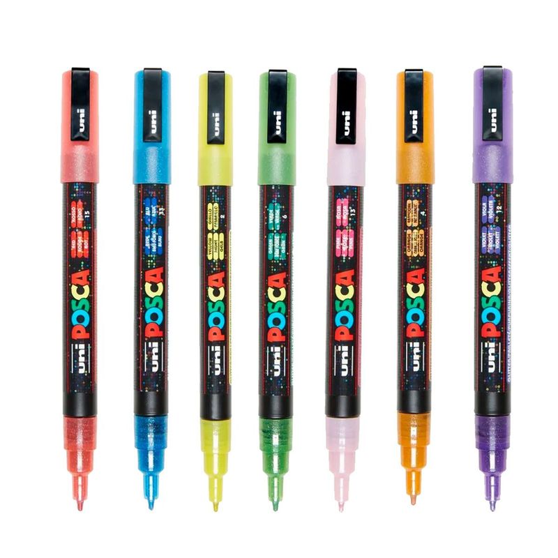 POSCA - Marcador Gráfico De Vinilo Posca Escarchado Punta Pc-3m X7