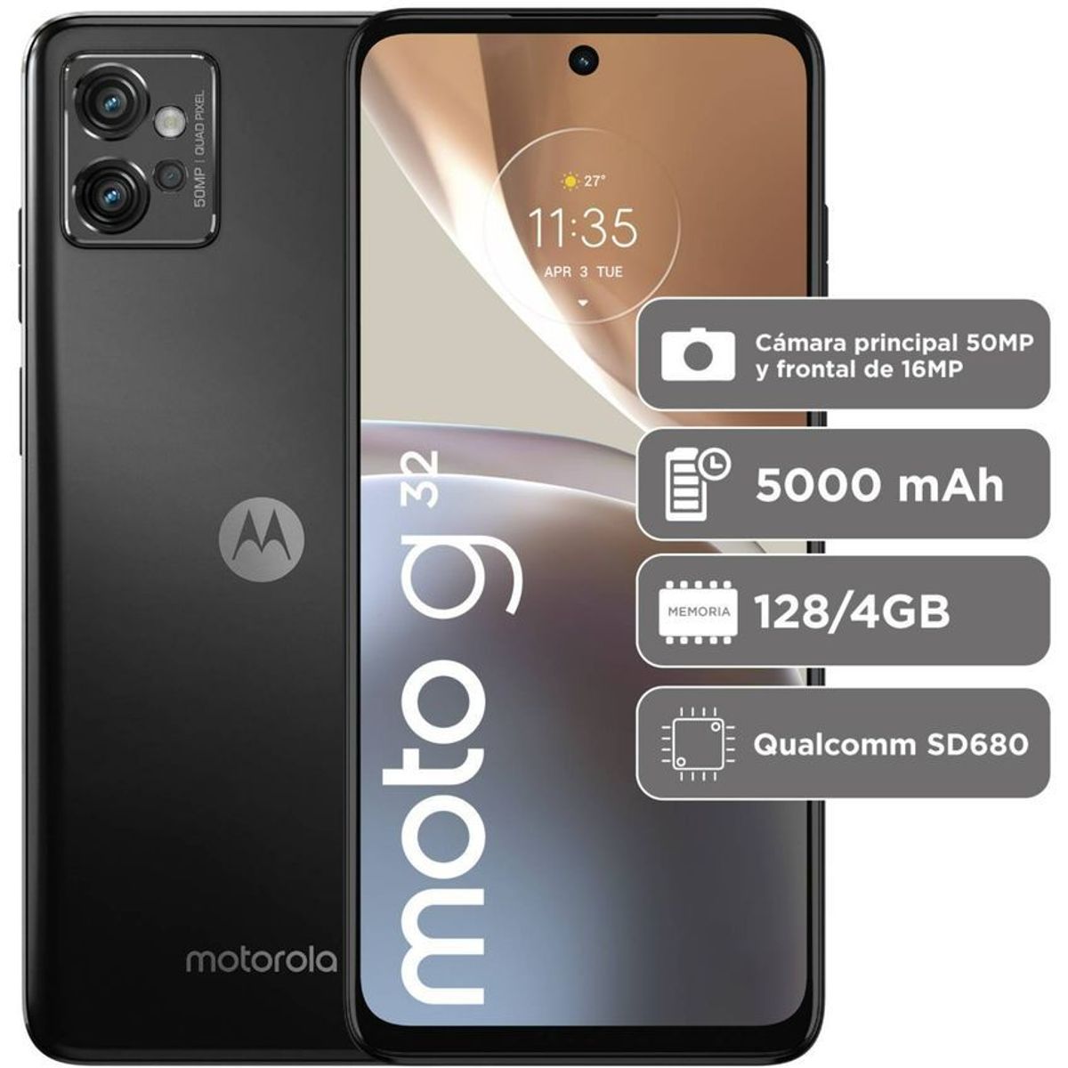 MOTOROLA - Celular motorola moto g32 128gb 4gb ram dual sim gris