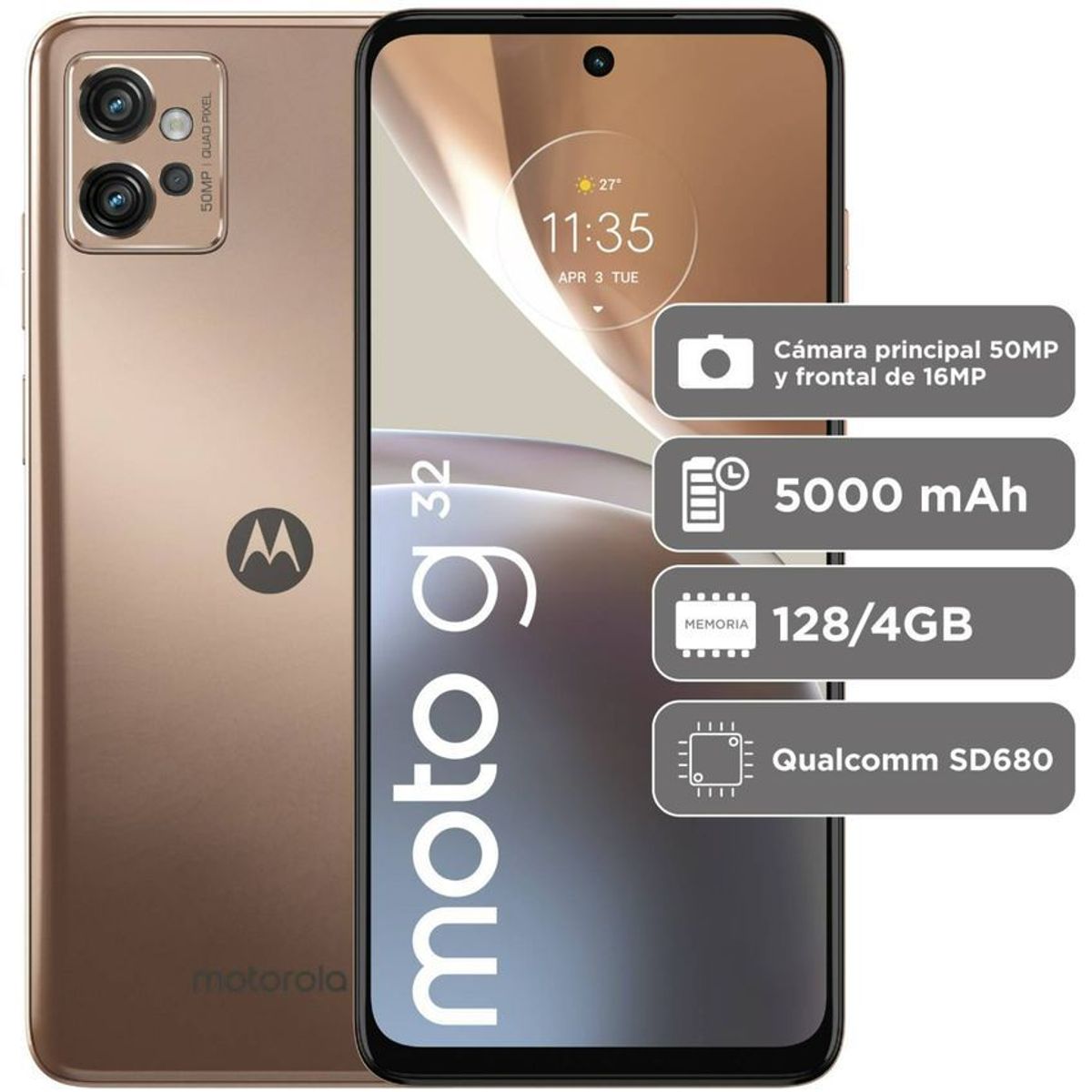 MOTOROLA - Celular motorola moto g32 128gb 4gb ram dual sim dorado