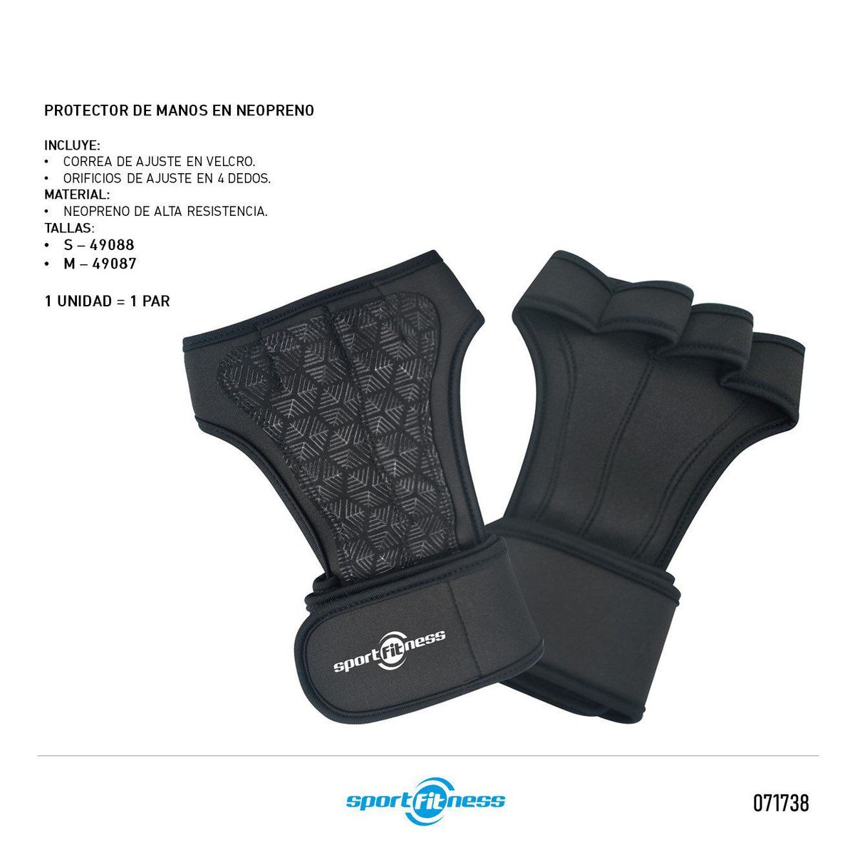 SPORT FITNESS - Protector De Mano Para Gym R2 Talla S