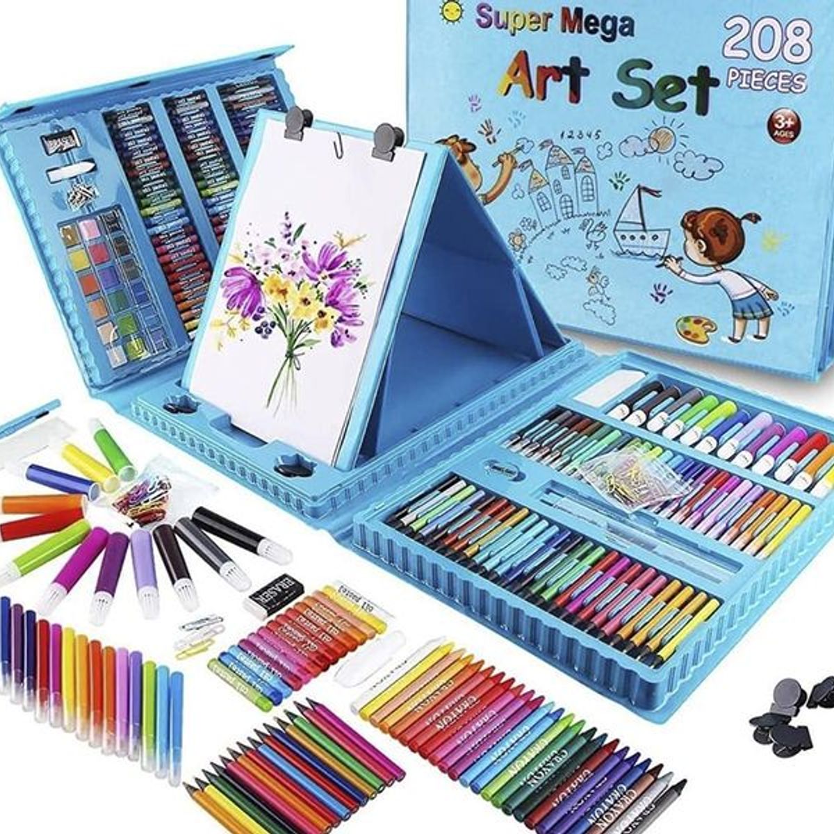 GENERICO - Set Kit Arte Colores Dibujo Creativo Infantil 208 pcs
