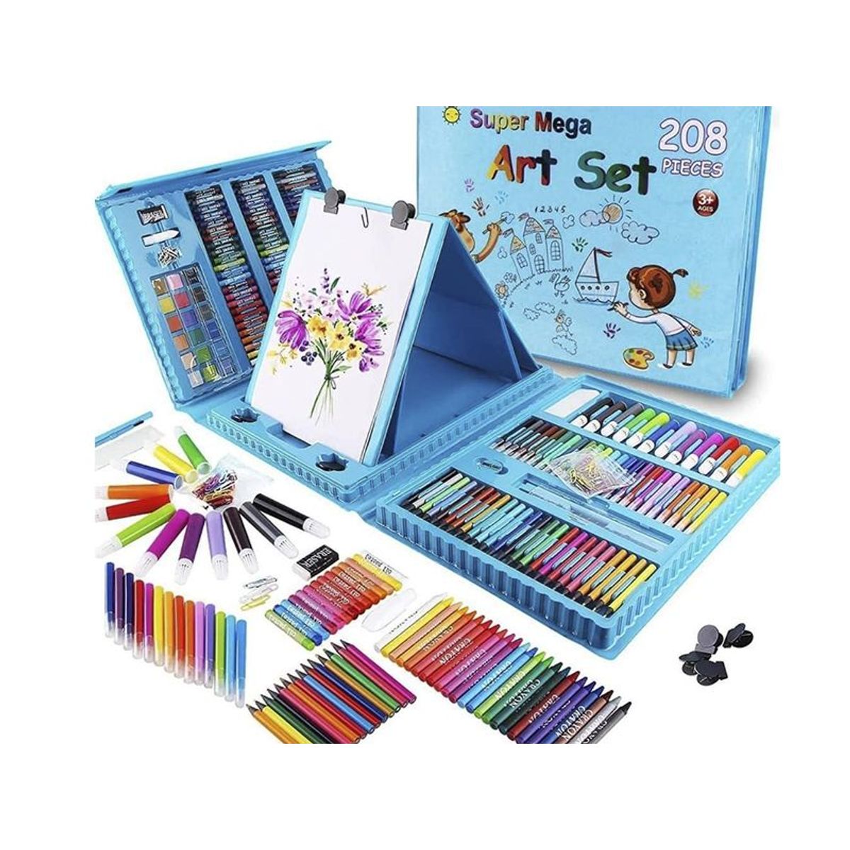 GENERICO - Set Kit Arte Colores Dibujo Creativo Infantil 208 pcs