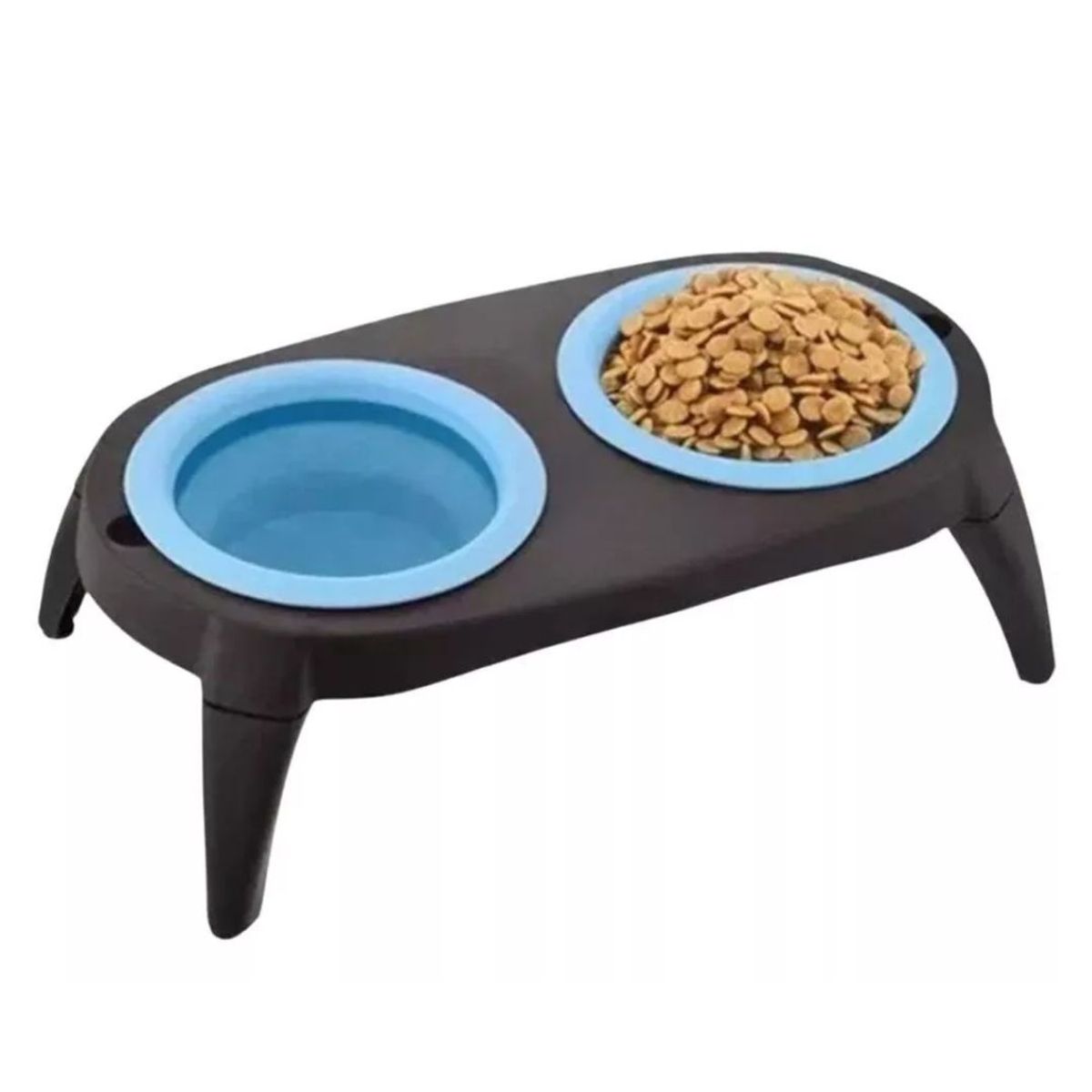 PETS ACCESORIOS - Comedero Alto Perros Y Gatos En Silicona Azul