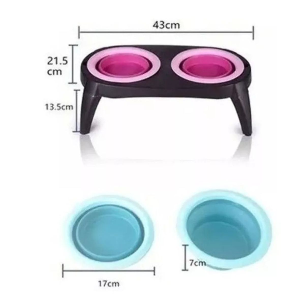 PETS ACCESORIOS - Comedero Alto Perros Y Gatos En Silicona Azul