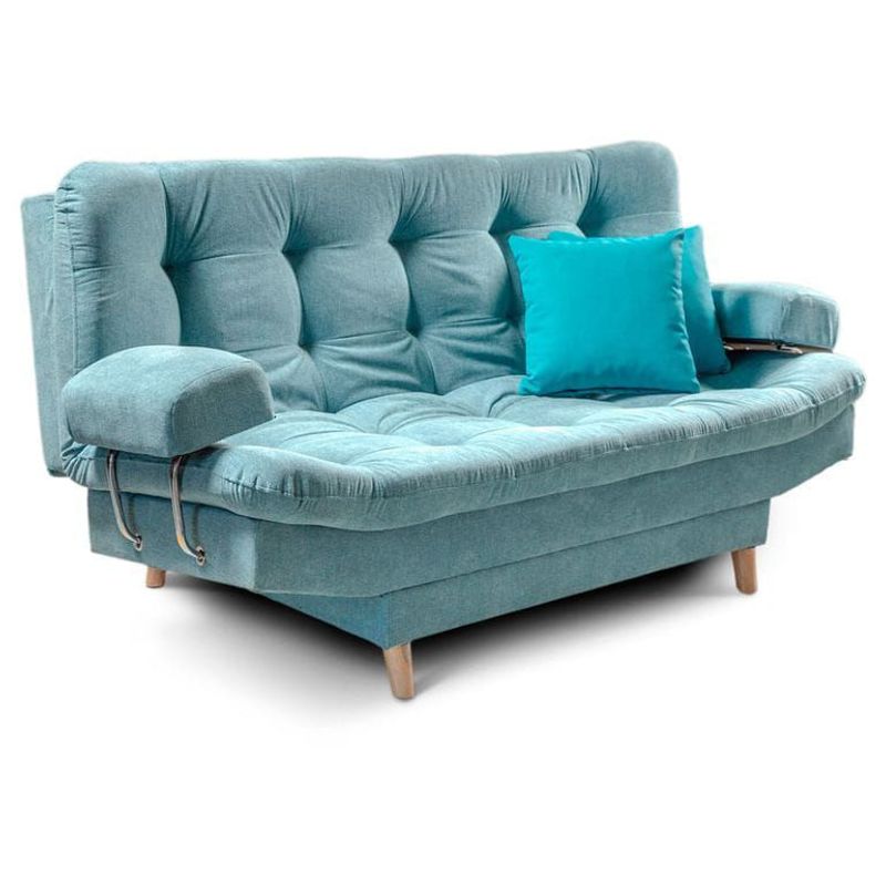 GENERICO - SOFA CAMA DE 3 PUESTOS  AZUL OCEANO POLIESTER.