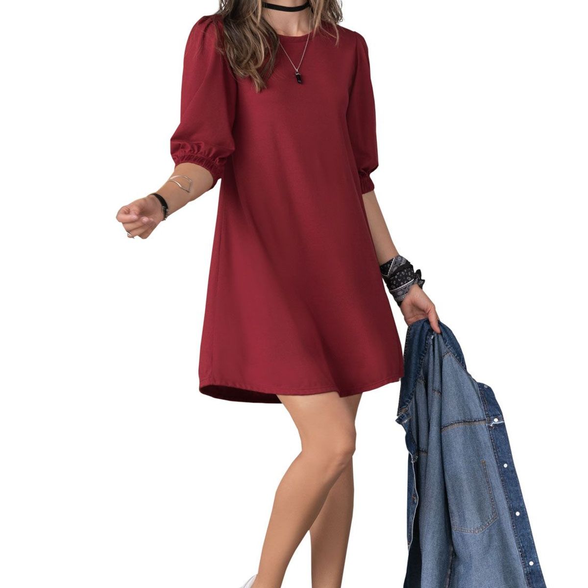 RUTTA - VESTIDO CORTO MUJER VINOTINTO 86023