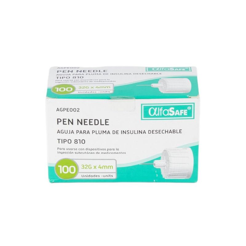 ALFA SAFE - Aguja Para Pen Alfasafe 32g X 4mm Caja X 100und