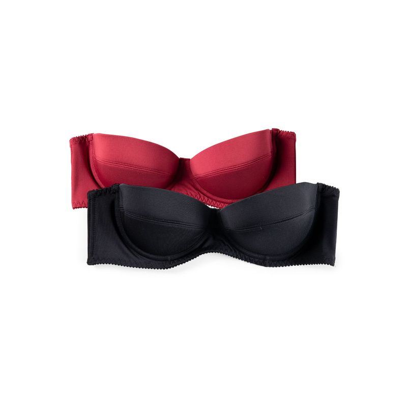 FORMAS INTIMAS - Brasier Paq X2 Mujer Negro-Rojo FI 89857