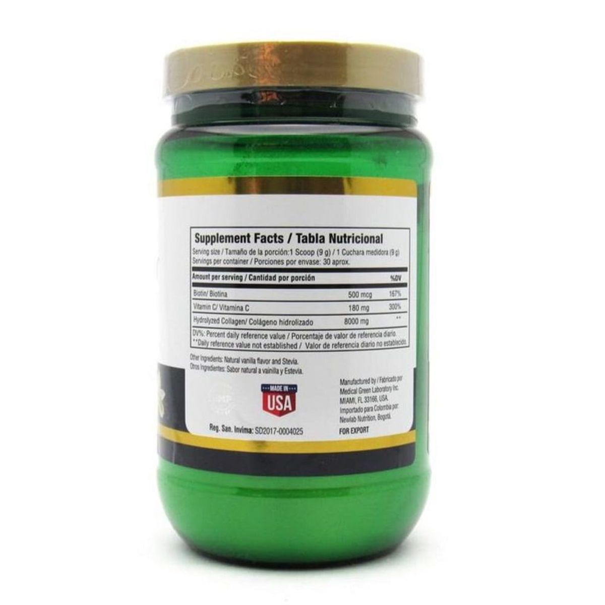 MEDICAL GREEN - Bio Colagen Premium Biotin Polvo X 270g
