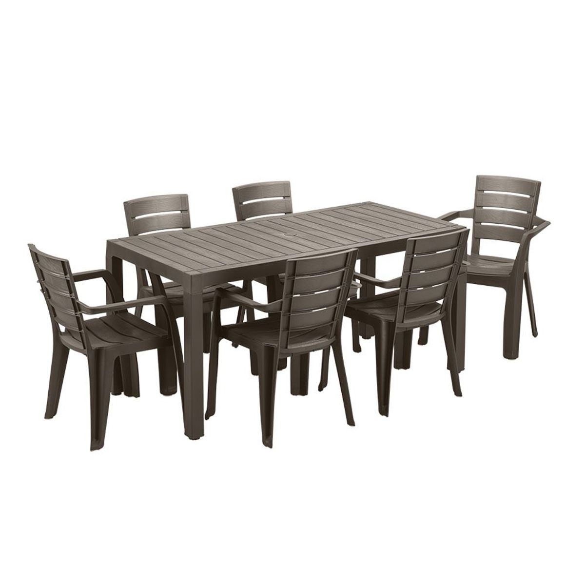 RIMAX - Comedor Familiar RIMAX (1 Mesa + 6 Sillas Con Brazos MOCCA)
