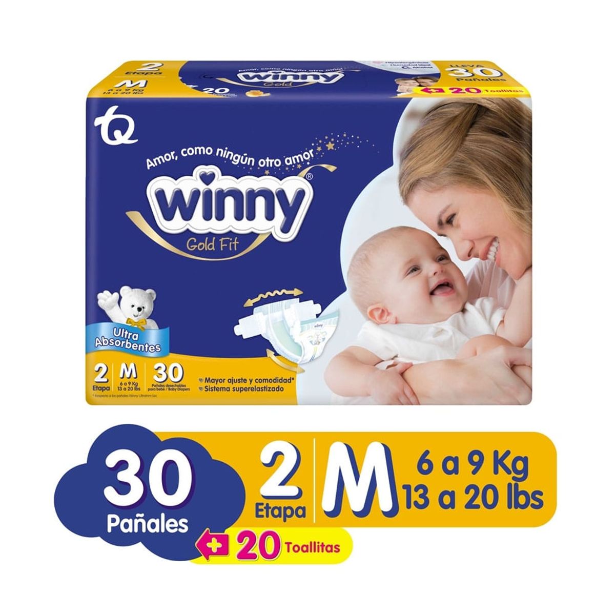 WINNY - Pañal Winny Gold Etapa 2 X 30und + 20 Toallitas