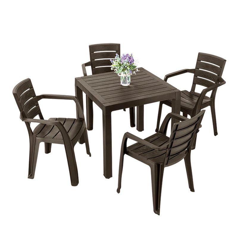 RIMAX - Comedor Barú RIMAX (1 Mesa + 4 Sillas Con Brazos MOCCA)