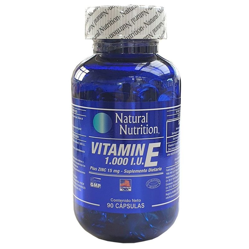NATURAL NUTRITION - Vitamina E 1000 I.u + Zinc Natural Nutrition X 90 Capsulas