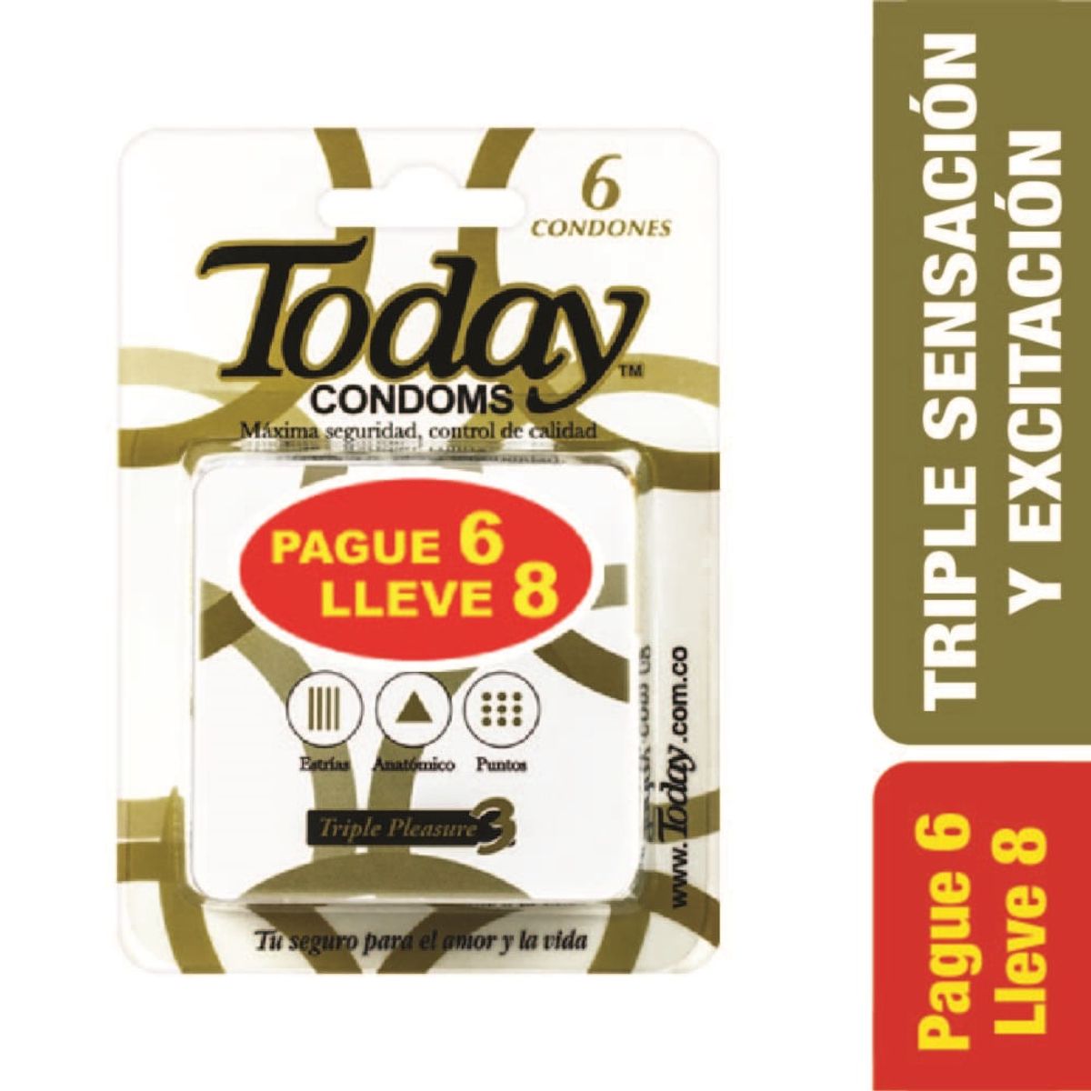 TODAY - Oferta Condones Today Triple Pleasure Pague 6 Lleve 8