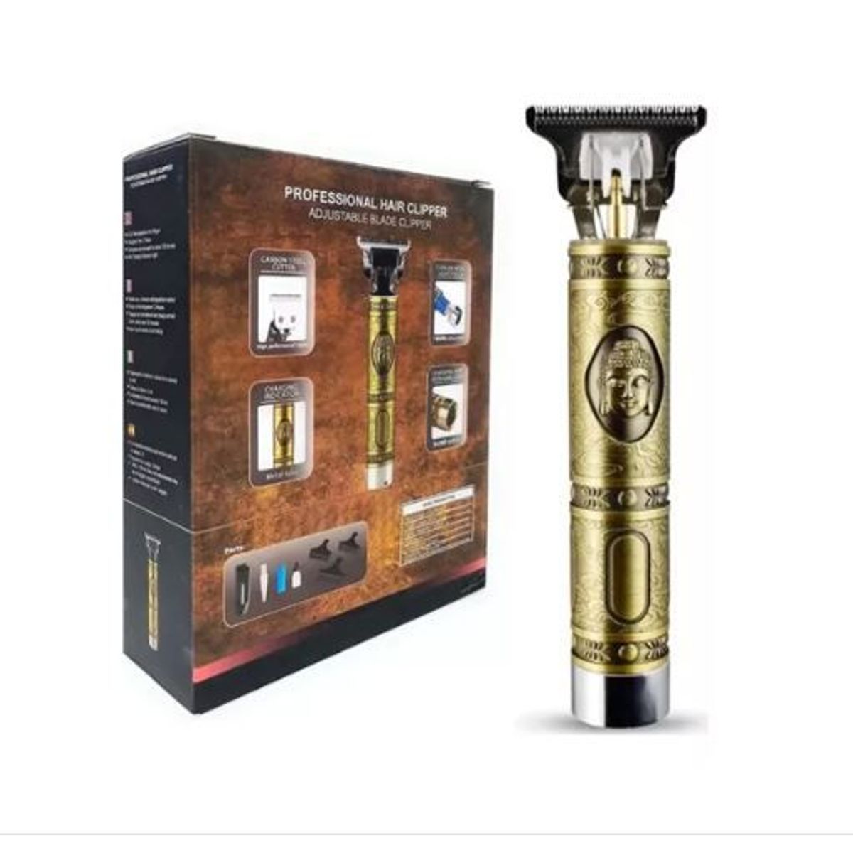 AMERICO SHOP - Maquina Patillera con Guias Inalambrica Recargable Buda Dorada