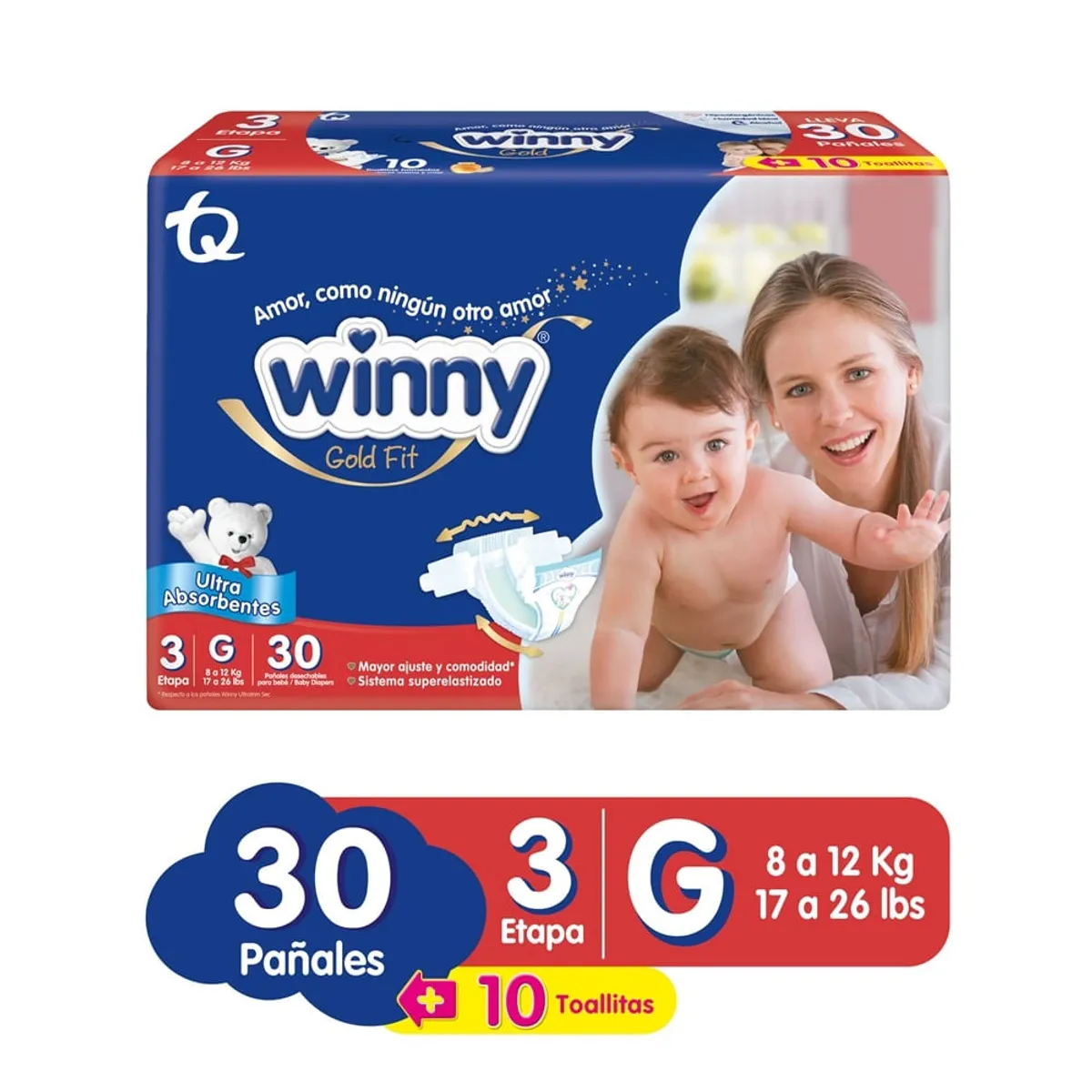 WINNY - Pañal Winny Gold Etapa 3 X 30und + 10 Toallitas
