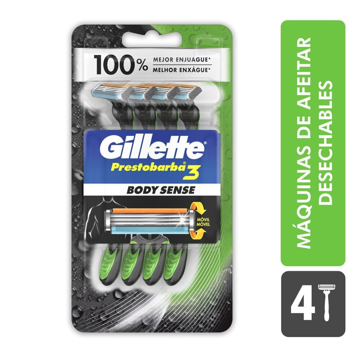 GILLETTE - Máquinas De Afeitar Gillette Prestobarba3 Body Sense X 4und