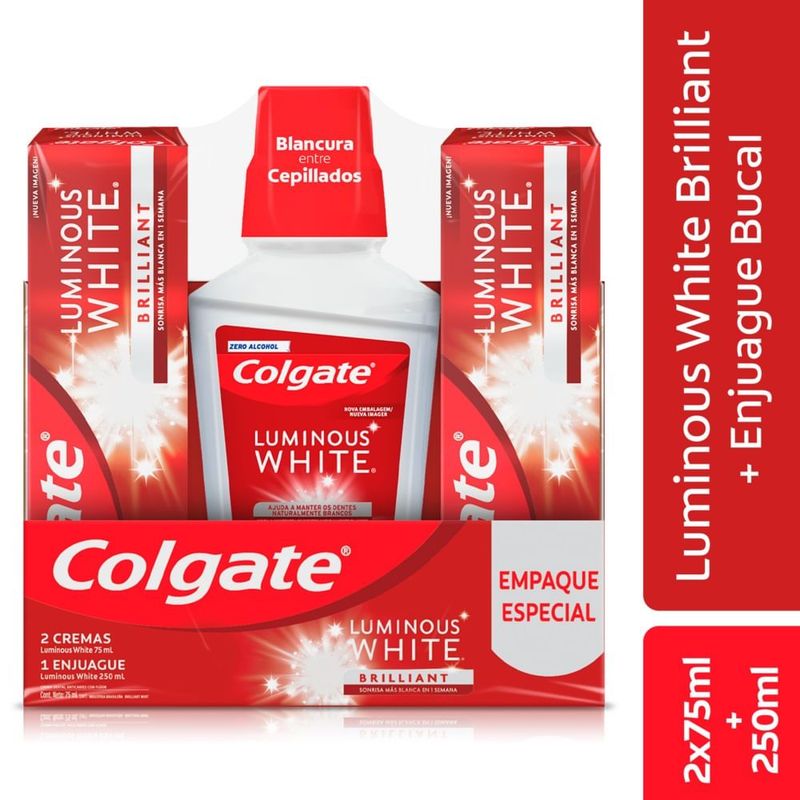 COLGATE - Oferta Crema Dental Colgate Luminous 2und X 75ml + Enjuague