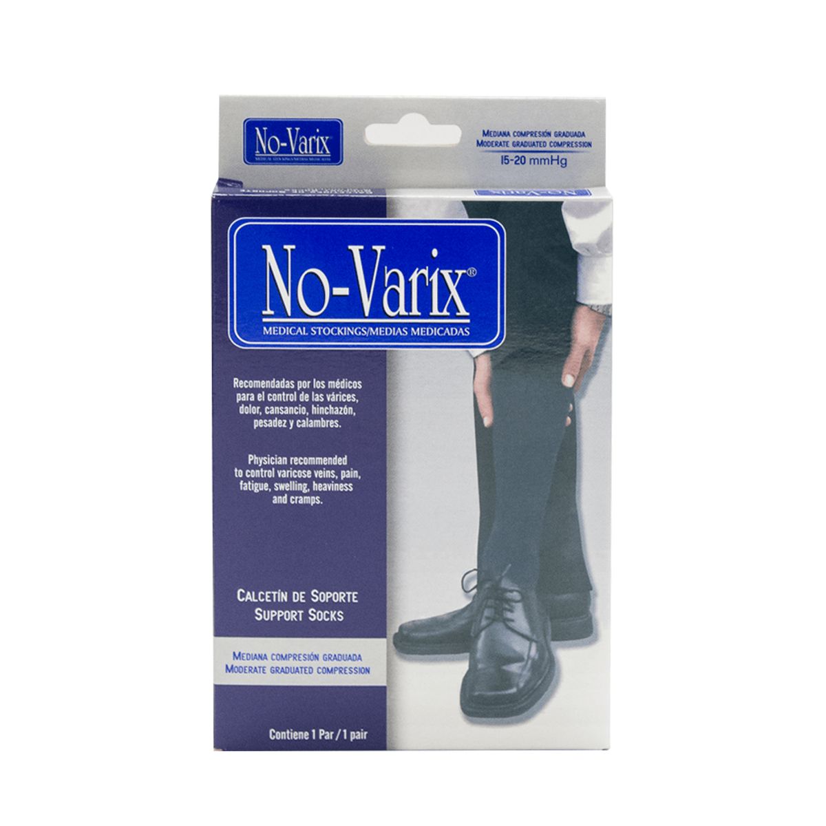 NO VARIX - Calcetin Hombre Negro 15-20 Talla L No-varix