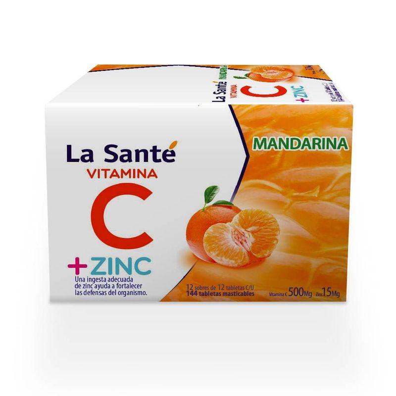 LA SANTE - Vitamina C + Zinc La Sante 500/15mg Mandarina X 144 Tabletas