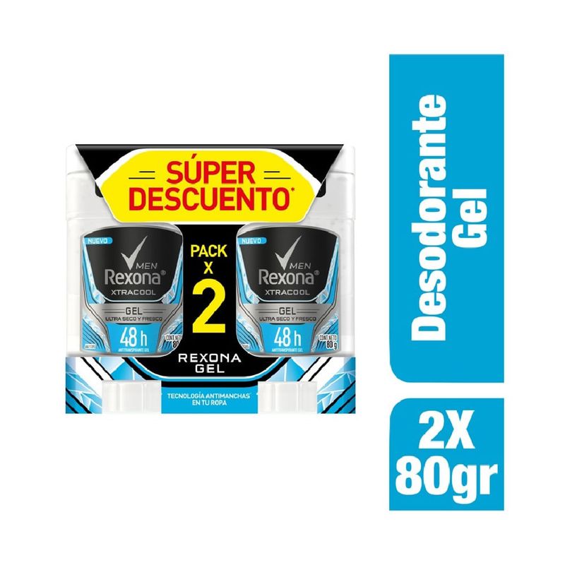 REXONA - Oferta Desodorante Rexona Men Xtracool Gel 2 X 80g