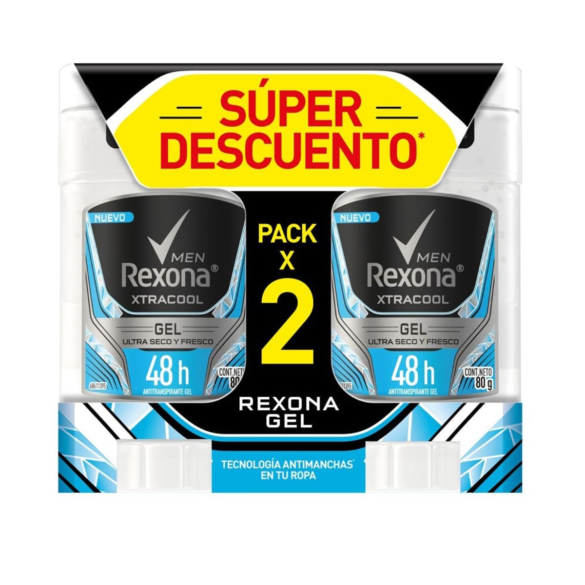 REXONA - Oferta Desodorante Rexona Men Xtracool Gel 2 X 80g