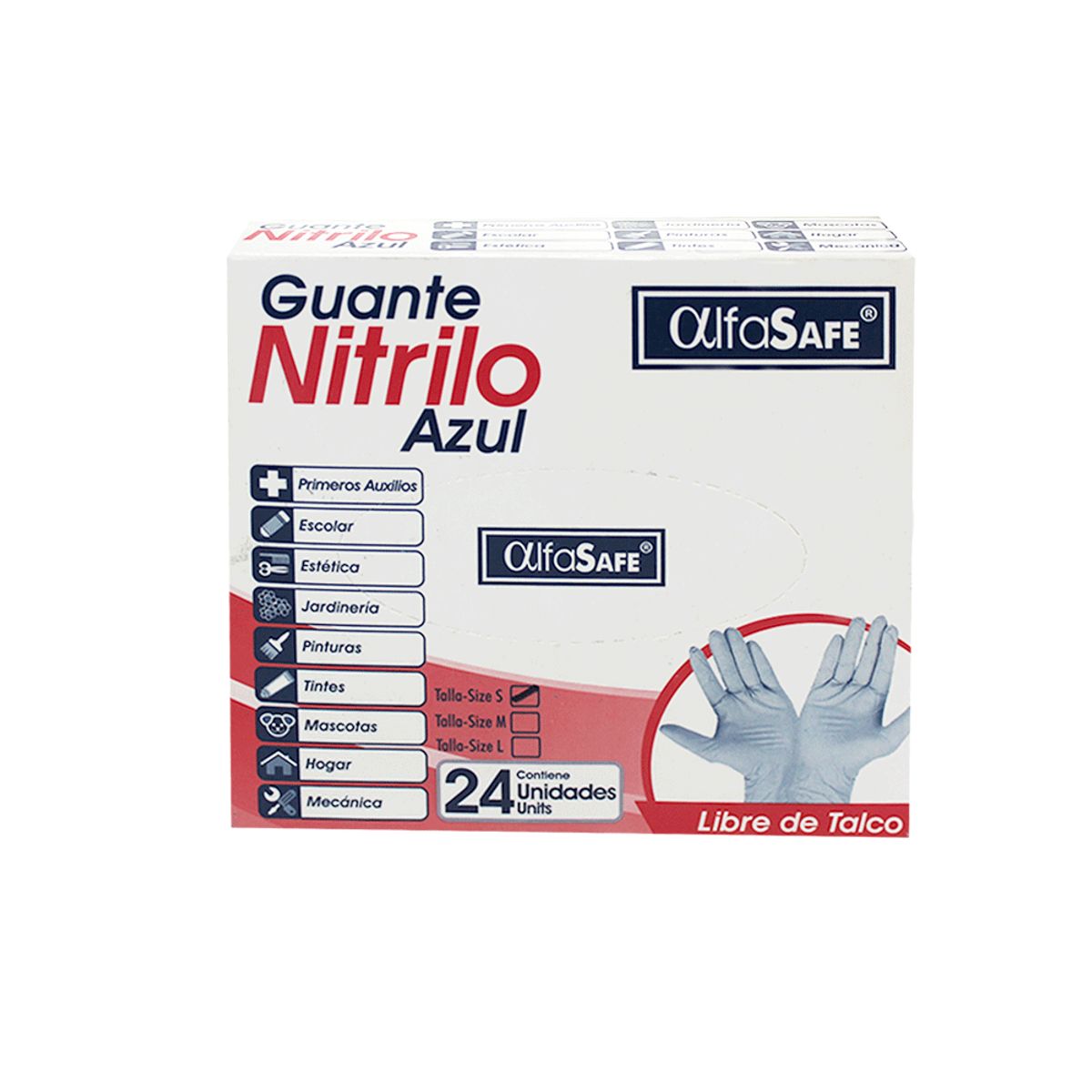 ALFA SAFE - Guante Nitrilo Alfasafe Azul Talla S X 24und
