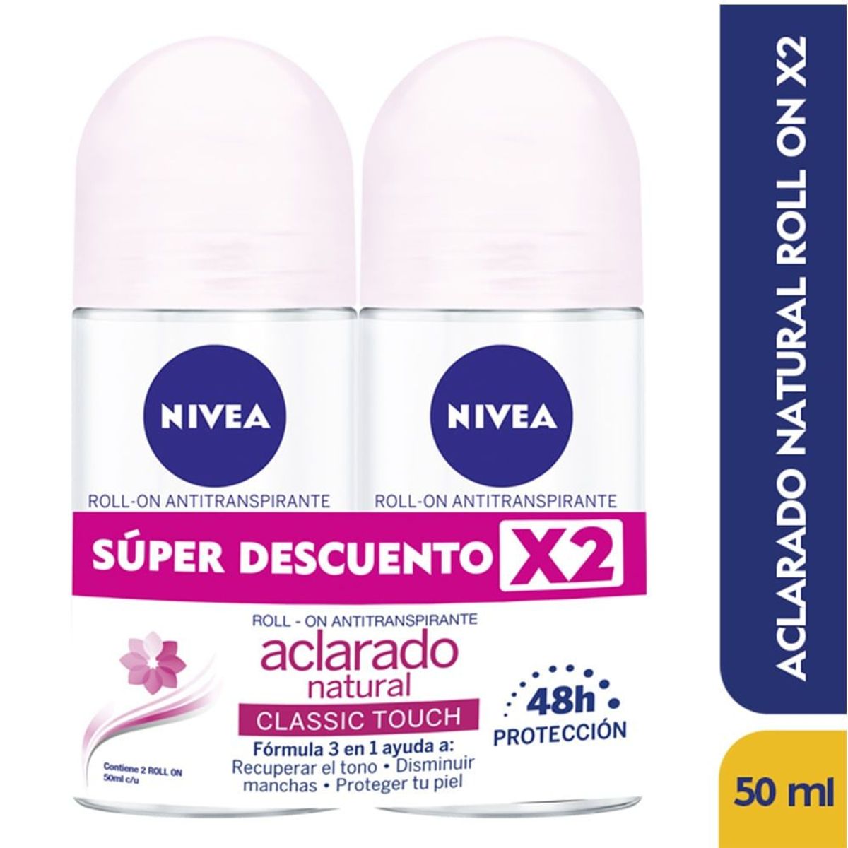 NIVEA - Oferta Desodorante Nivea Aclarante Natural Rollon 50g X 2und