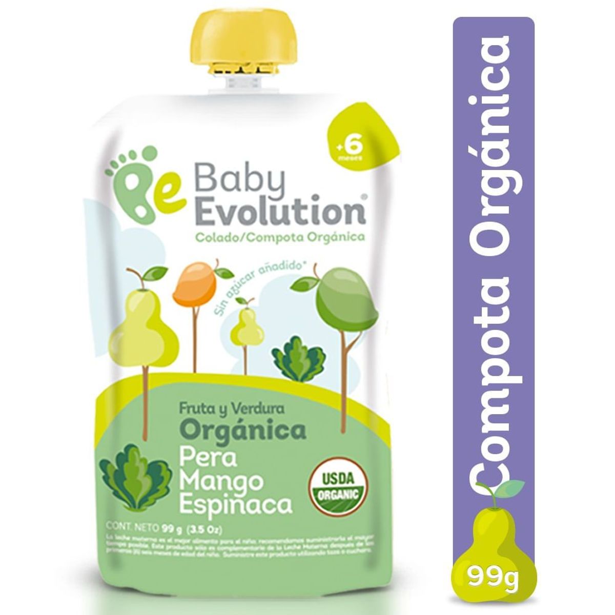 BABY EVOLUTION - Compota Baby Evolution Pera Mango Espinaca X 99gr