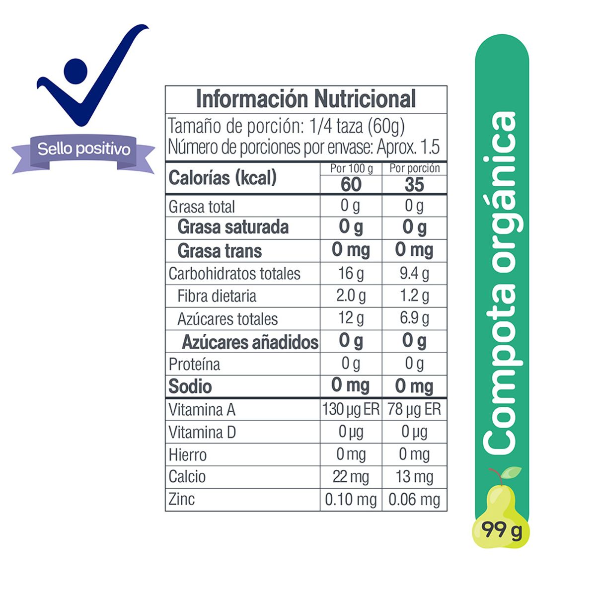 BABY EVOLUTION - Compota Baby Evolution Pera Mango Espinaca X 99gr