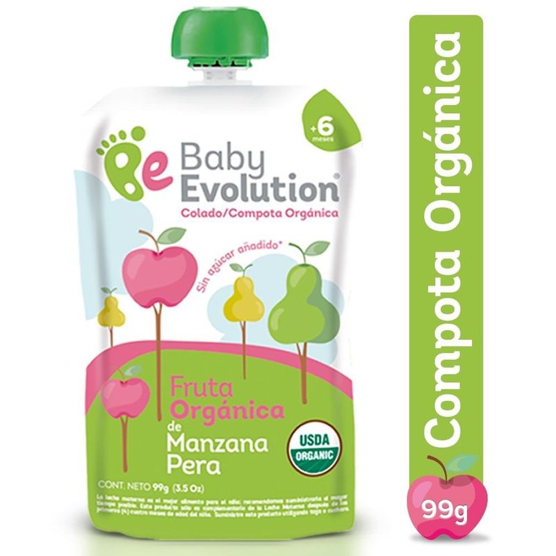 BABY EVOLUTION - Compota Baby Evolution Manzana Pera 99gr