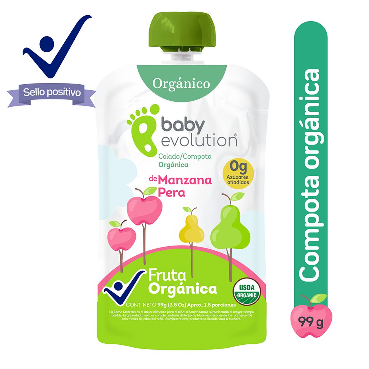 BABY EVOLUTION - Compota Baby Evolution Manzana Pera 99gr