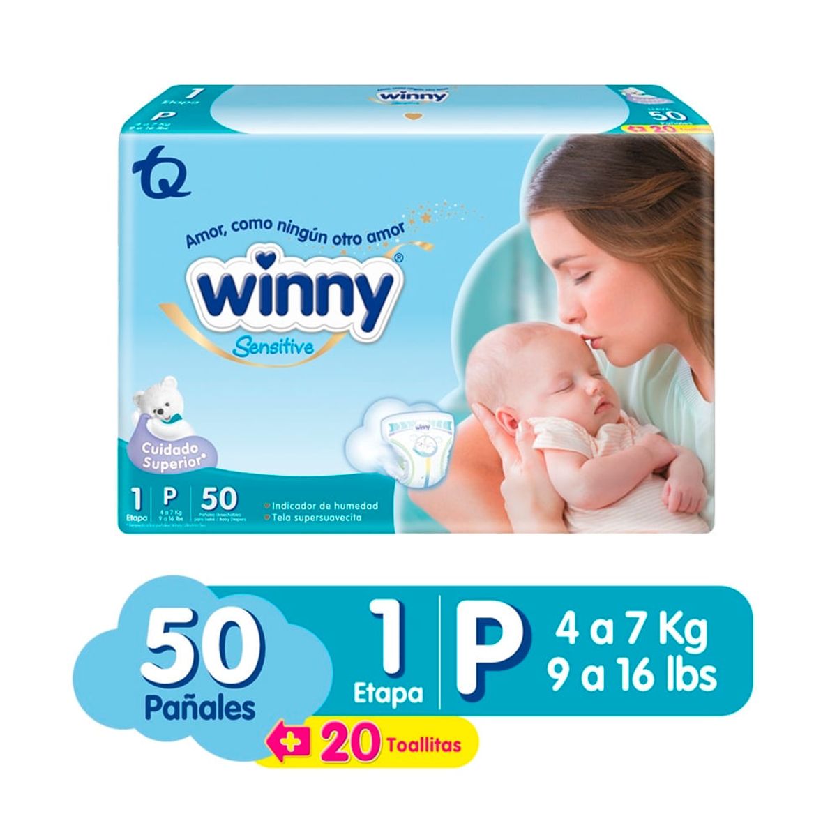WINNY - Pañal Winny Sensitive Etapa 1 X 50und + 20 Toallitas