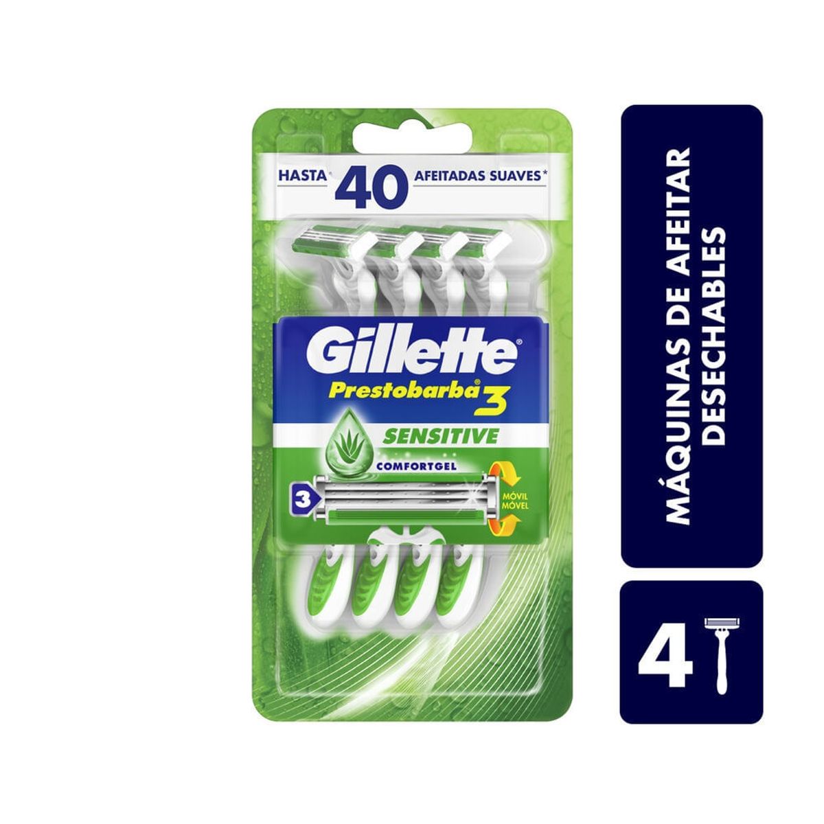 GILLETTE - Maquina Afeitar Gillette Prestobarba Sense Care X 4und