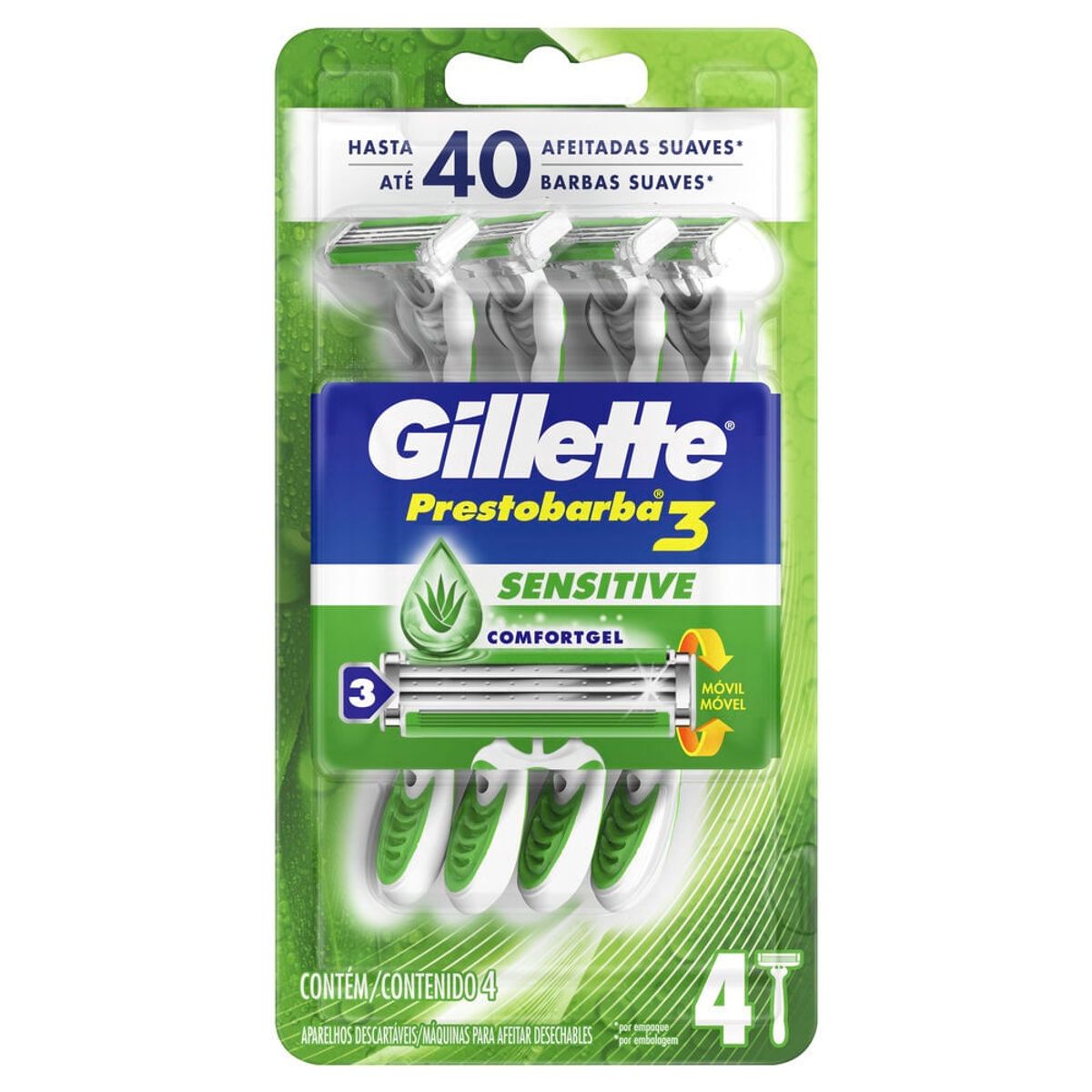 GILLETTE - Maquina Afeitar Gillette Prestobarba Sense Care X 4und