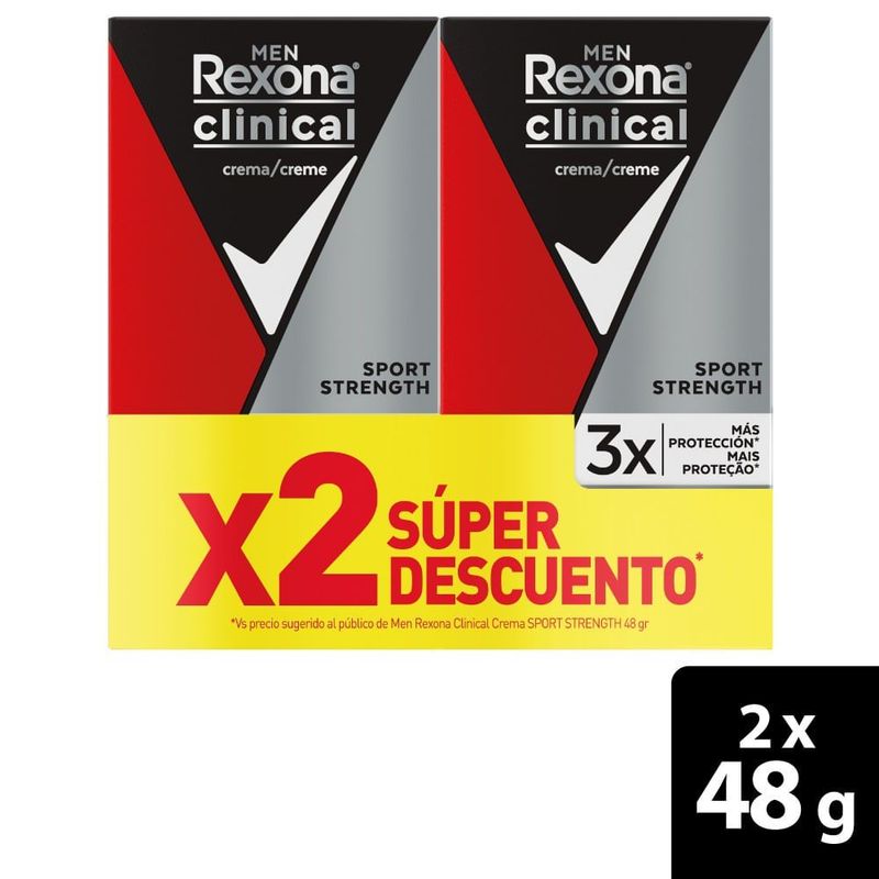 REXONA - Oferta Desodorante Rexona Clinical Sport Crema X 48g X 2und.---