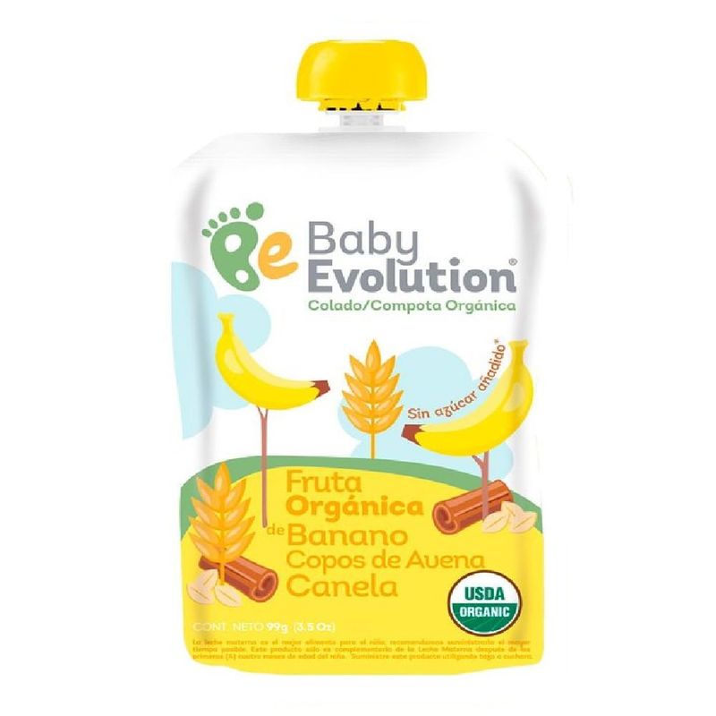 BABY EVOLUTION - Compota Baby Evolution Banano Avena Canela X 99g
